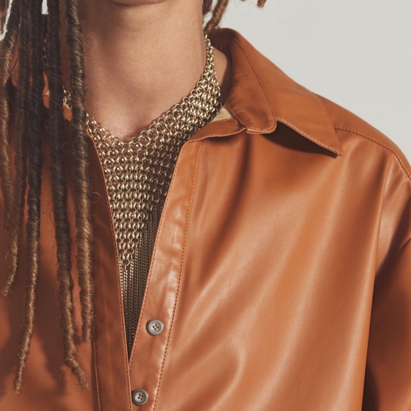 By Anthropologie Faux Leather shirt - Picture 5 of 6